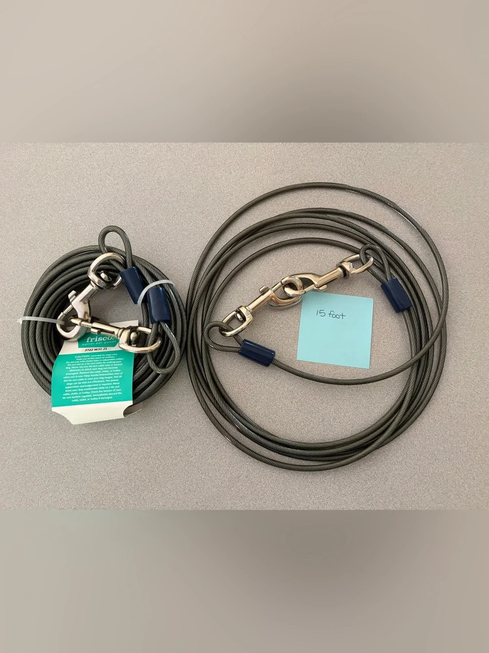 Set of Frisco Tie-Out Cables with Swivel Clip - Gray XL Dogs up to 200 pounds